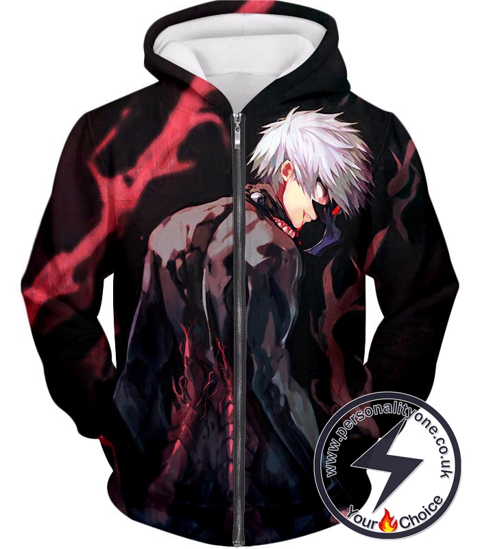 Tokyo Ghoul Super Cool Ghoul Ken Kaneki the Black Reaper Zip Up Hoodie